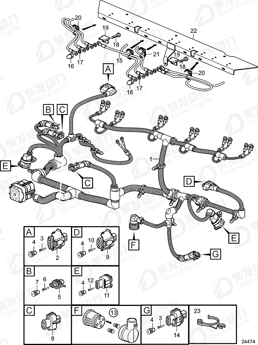 VOLVO Cable harness 21815071 Drawing
